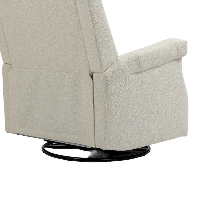 Fauteuil inclinable à bascule pivotant en bouclette avec rotation à 360 degrés et garniture cloutée