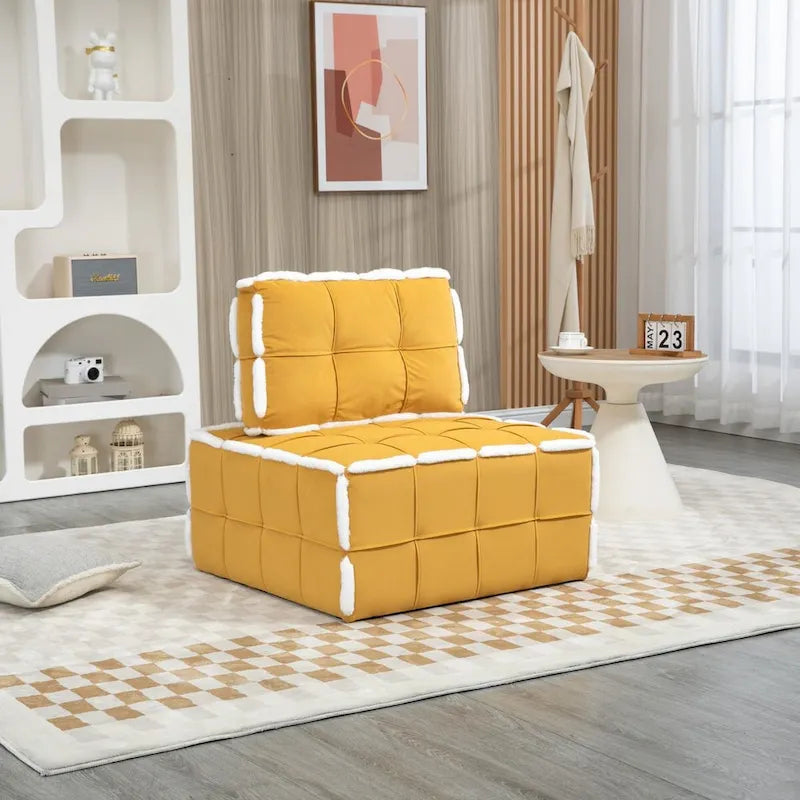 Fauteuil inclinable à bascule pivotant en bouclette avec rotation à 360 degrés et garniture cloutée