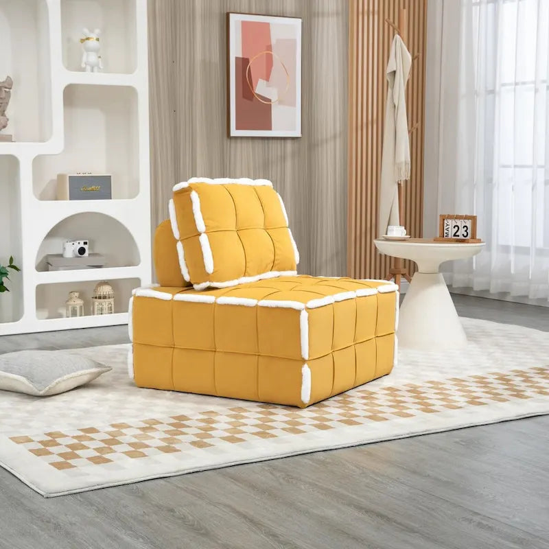 Fauteuil inclinable à bascule pivotant en bouclette avec rotation à 360 degrés et garniture cloutée