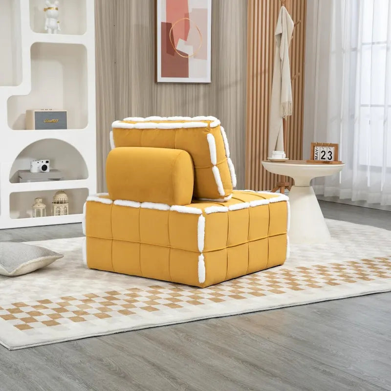 Fauteuil inclinable à bascule pivotant en bouclette avec rotation à 360 degrés et garniture cloutée