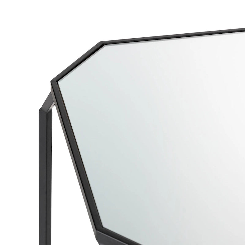 Table d'appoint à cadre en fer et plateau miroir géométrique Or Argent Noir