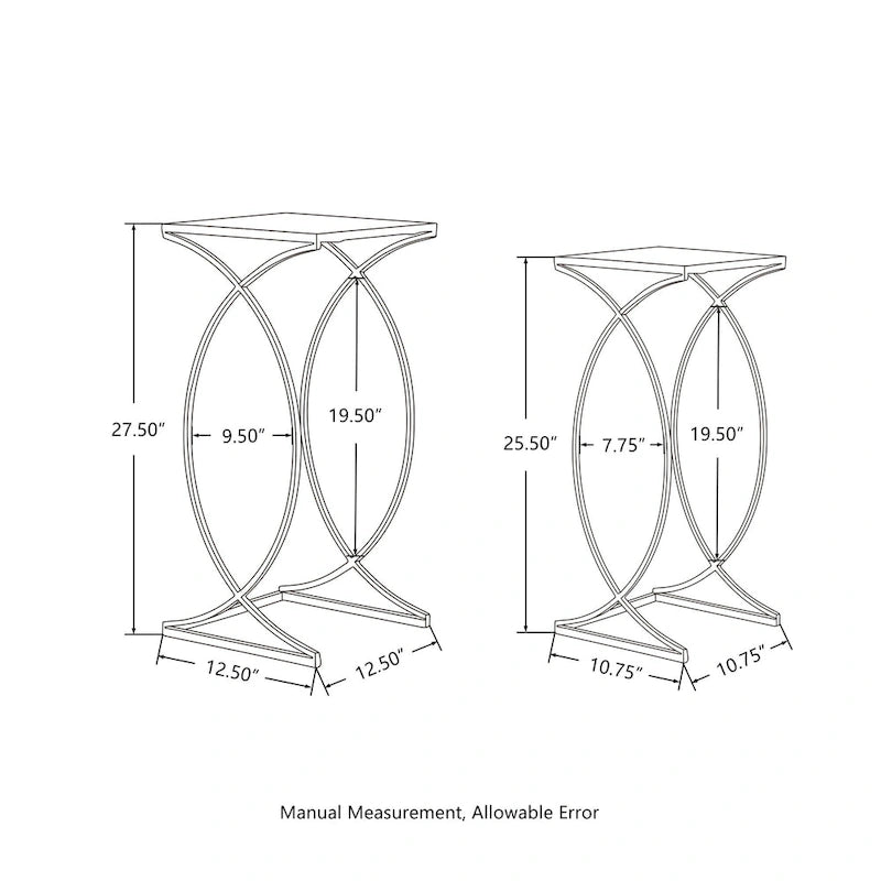 Table d'appoint à cadre en fer et plateau miroir géométrique Or Argent Noir