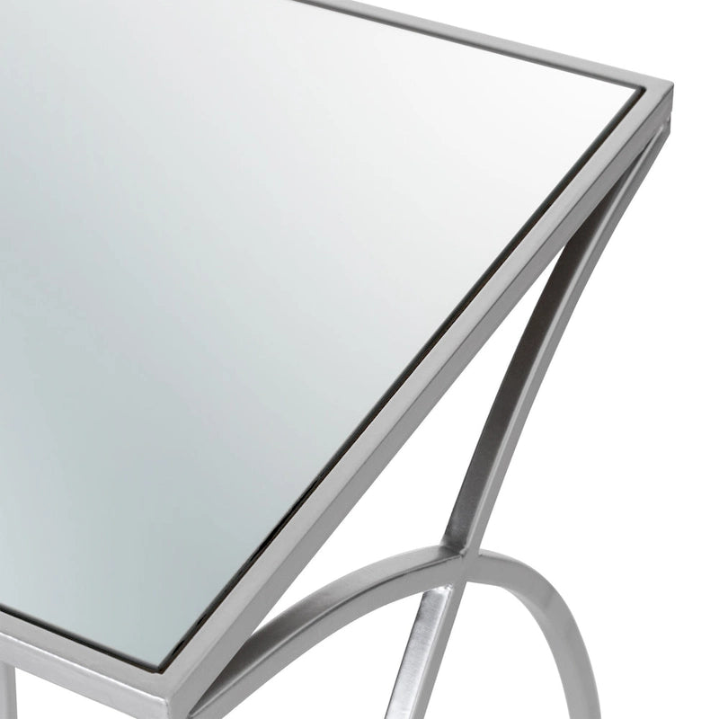 Table d'appoint à cadre en fer et plateau miroir géométrique Or Argent Noir