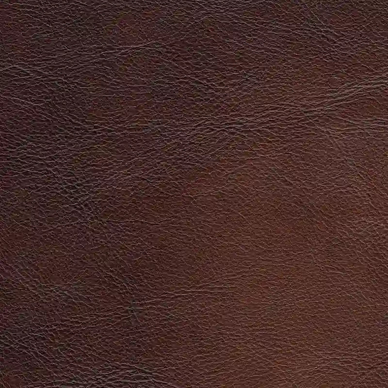 Repose-pieds en cuir pleine fleur capitonné brun caramel avec clous décoratifs