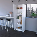 Armoire de rangement haute à double porte avec 5 étagères, finition blanche