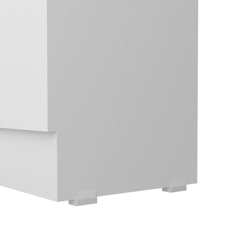 Armoire de rangement haute à double porte avec 5 étagères, finition blanche