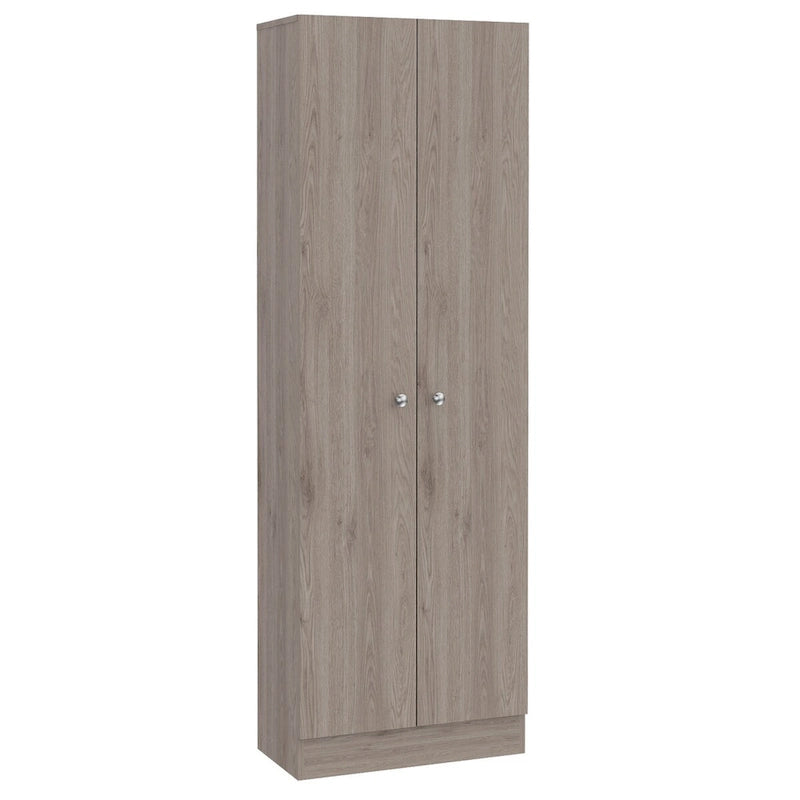 Armoire de rangement haute à double porte avec 5 étagères, finition blanche
