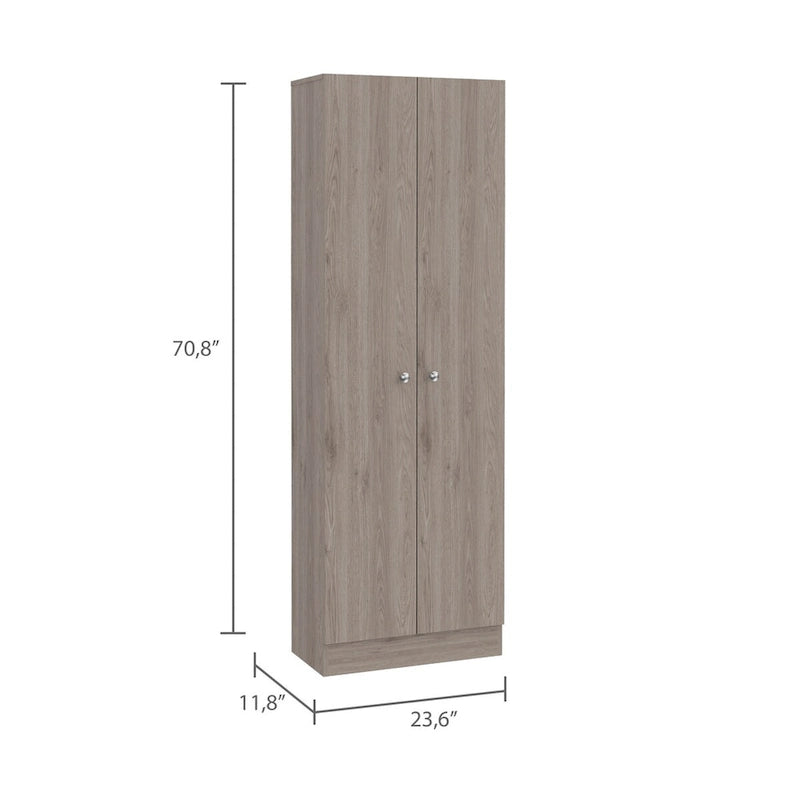 Armoire de rangement haute à double porte avec 5 étagères, finition blanche