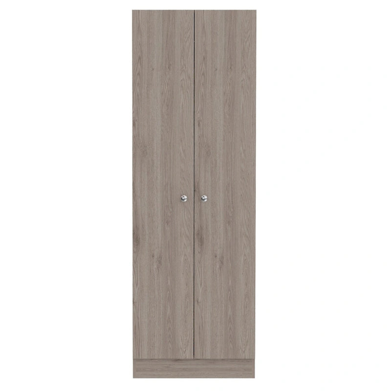Armoire de rangement haute à double porte avec 5 étagères, finition blanche
