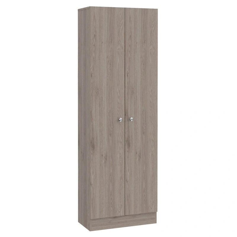 Armoire de rangement haute à double porte avec 5 étagères, finition blanche