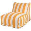 Fauteuil de salon/pouf d'intérieur/extérieur à rayures jaunes, rempli de billes de polystyrène, accent blanc cassé