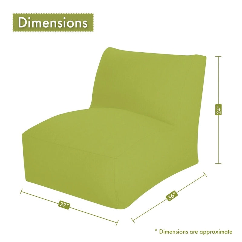 Fauteuil de salon/pouf d'intérieur/extérieur à rayures jaunes, rempli de billes de polystyrène, accent blanc cassé