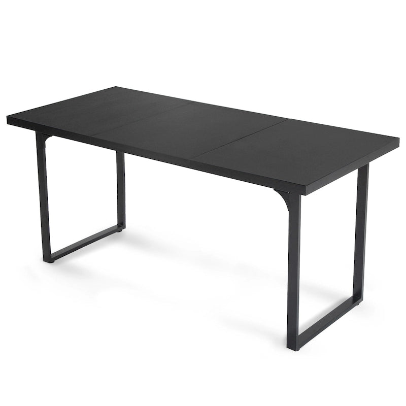 Table à manger rectangulaire en MDF avec cadre métallique noir-marron
