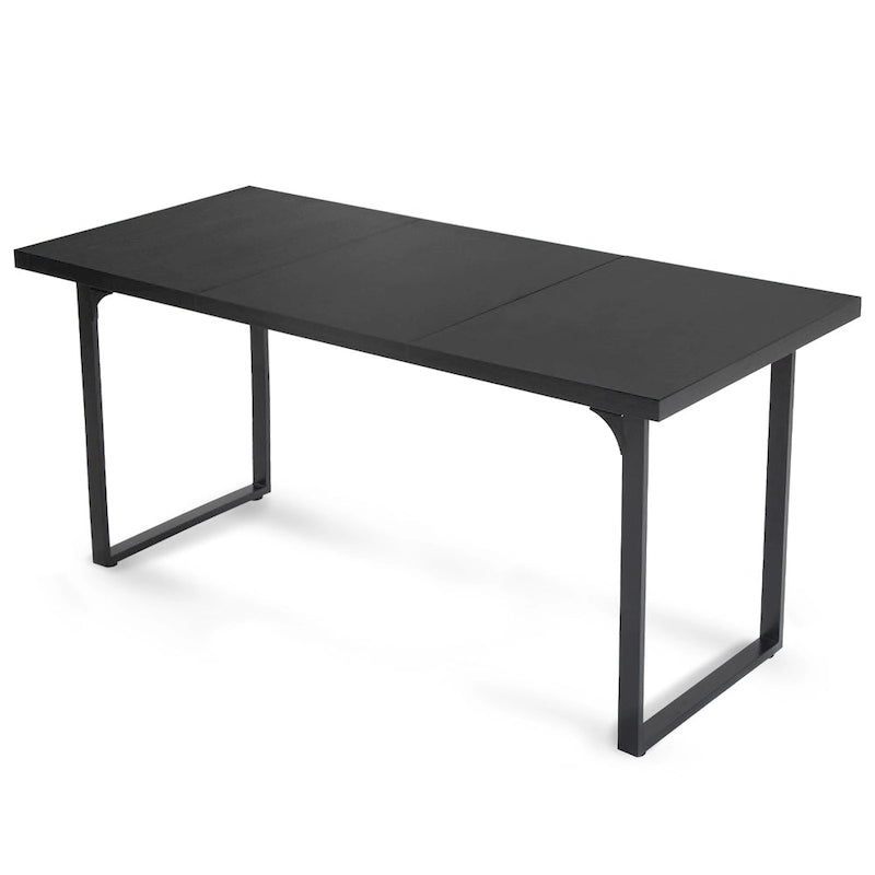 Table à manger rectangulaire en MDF avec cadre métallique noir-marron