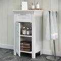 RiverRidge Somerset Single Door Bathroom and Laundry Storage Cabinet with Drawer and Adjustable Shelf - White